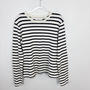 Wyeth Carmen Striped Slubbed Knit Long Sleeve Top Size Medium
